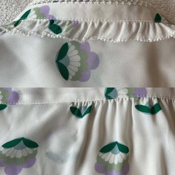 Aritzia Sunday Best Floral Print Button Front Long Sleeve Ruffle Blouse XS - Picture 16 of 16